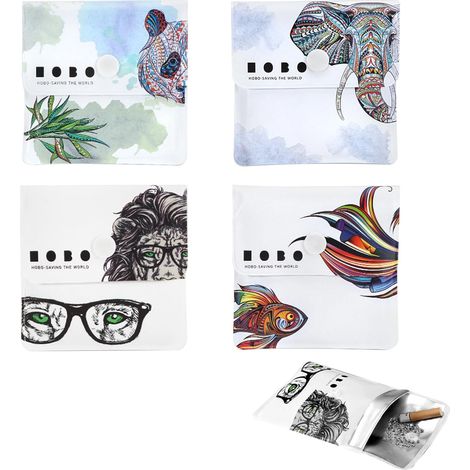 Mini posacenere, confezione da 4 pezzi, 8x8 cm, posacenere tascabile, posacenere tascabile portatile, posacenere tascabile in PVC, posacenere tascabile riutilizzabile, contenitore per mozziconi di sig (1/5)