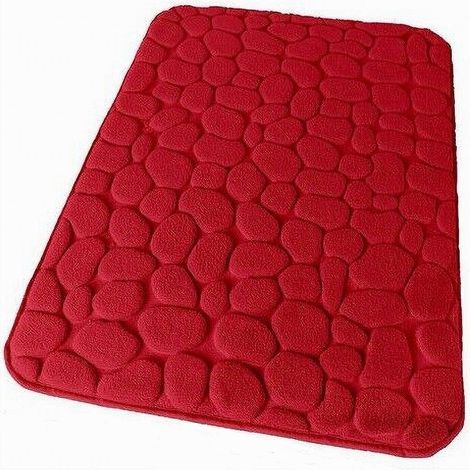 Cleafe - Tappeto Tappetino In Tessuto Per Bagno Arredo 45x75 Cm Effetto Sassi Rosso 69935 - (1/2)