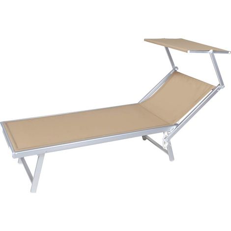 LETTINO CON PARASOLE cm. 61x186x38 h col. Sabbia (1/5)