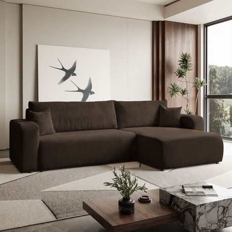 Sofello Ecksofa Senna mit Schlaffunktion Kordstoff BRAUN - in den modischsten FarbenUniversal Schlafsofa Couchgarnitur -BEIGE-BRAUN-CREME (1/5)