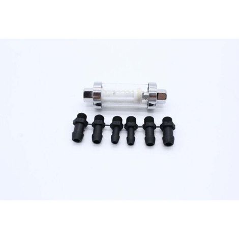Raccords universels 3/8 "1/4" 5/16 ", filtres à carburant en ligne réutilisables en verre à gaz chromé (1/4)