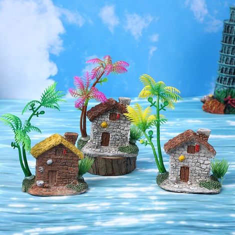 Juego de 3 decoraciones tropicales para el hogar con palmeras: decoración atmosférica para acuarios, aspecto natural para cualquier acuario. (1/4)