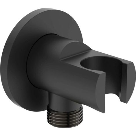 Wandanschlussbogen mit Brausehalter Ideal Standard Idealrain Round, schwarz matt - BC807XG (1/5)