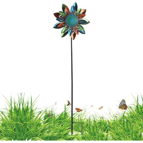 Moulins à Vent pour Jardin - Métallique en Moulinet,Sculptures Éoliennes d'Extérieur - pour Terrasse, Jardin, Balcon, Paysagisme, Fête d'anniversaire (1/5)