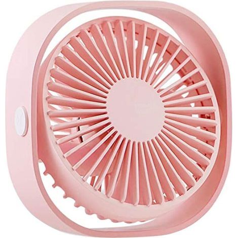 Tischventilator, USB-Anschluss, 360°-Drehung, 12,3 x 12,3 x 5,5 cm, rosa (1/5)