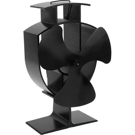 Ventilateur de cheminée à 3 pales, support résistant aux hautes températures (350 °C), ventilateur de poêle alimenté par la chaleur, vitesse rapide, grand volume d'air, dispositif de sécurité pour poê (1/4)