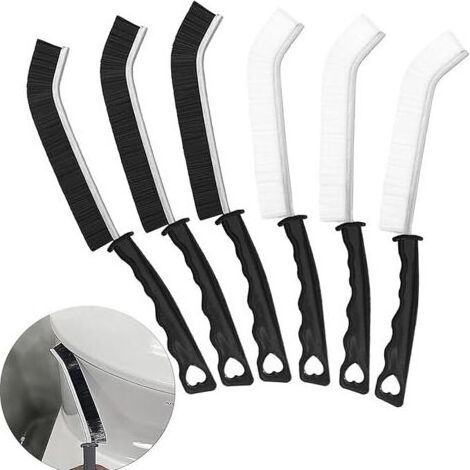 6 Pièces Brosse De Nettoyage des Interstices, Brosse Joint Carrelage Brosse, Multifonction Brosse Nettoyage avec Poignée pour Porte Fenêtre Salle de Bain Cuisine Anti Rouille (3 Noir + 3 Blanc (1/5)