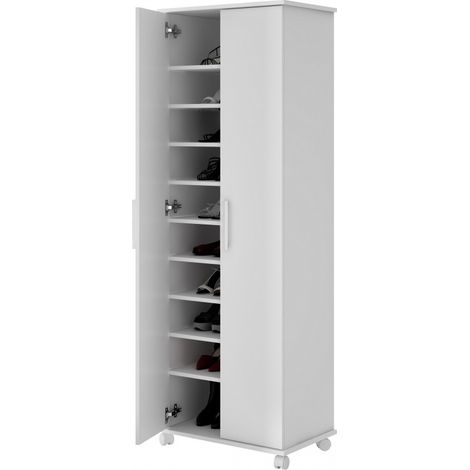 Armoire à Chaussures 20 Paires Lingère Blanche 10 Niches L 60 H 172 P 38 cm (1/5)