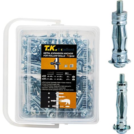 Pack of 100 Metal Expansion Dowels with Cylindrical Head Screws (1/5)