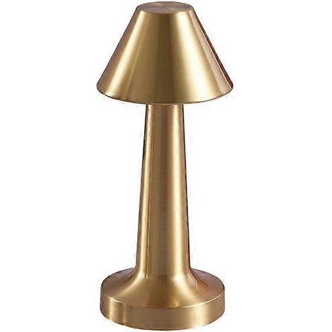 Lampe de table rechargeable sans fil, petite lampe portable à batterie, toucher 3 modes dimmable, métal industriel doré, veilleuse chevet chambre (1/5)