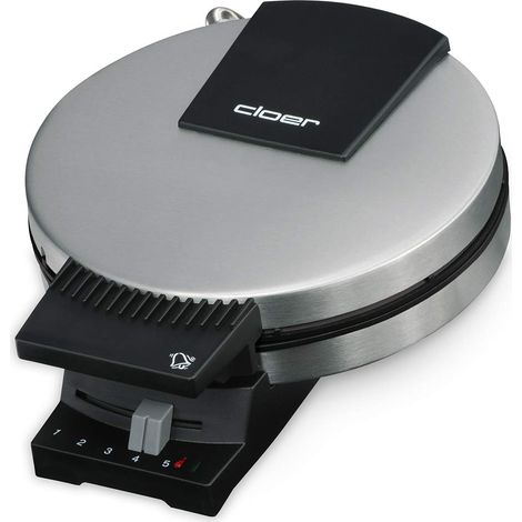 Cloer 289ESR Piastra per Coni, 800 W, diametro piastra di cottura 15 cm, doppio rivestimento di resistenza allo zucchero, piastre di cottura pesanti, acciaio inossidabile (1/5)