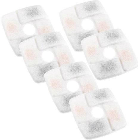 Filtre pour fontaine à eau pour chat, lot de 6 filtres à charbon actif, système de filtration triple pour fontaine pour animaux de compagnie (1/5)