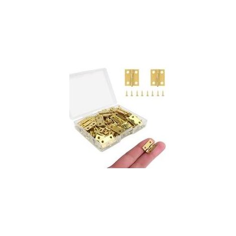 Lot de 50 charnières pour boîtes en bois 16 x 13 mm, vis incluses, charnières vintage pour bijoux, pour projets de bricolage Crezuo (1/4)