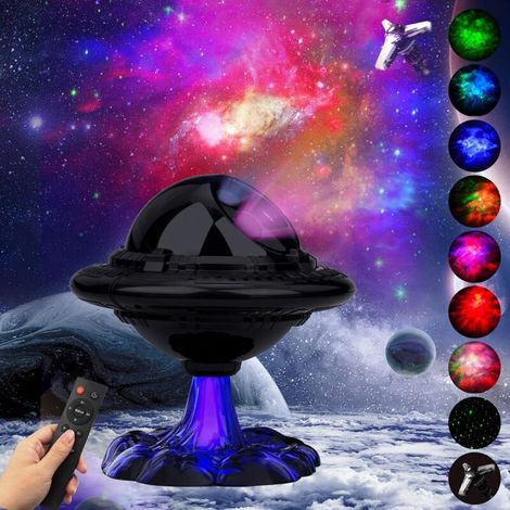Proiettore Stelle Soffitto, Notturna Astronave UFO con Telecomando, 9 Modalità Nebulosa, Timer a due Velocità, Luce Decorativa per la Strophe - Crezuo