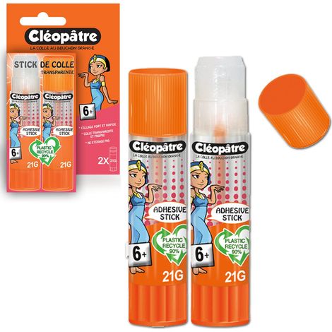 Boîte de 2 bâtons de colle TRANSPARENTE Adhésive plastique recyclé en format 21 gr (1/5)