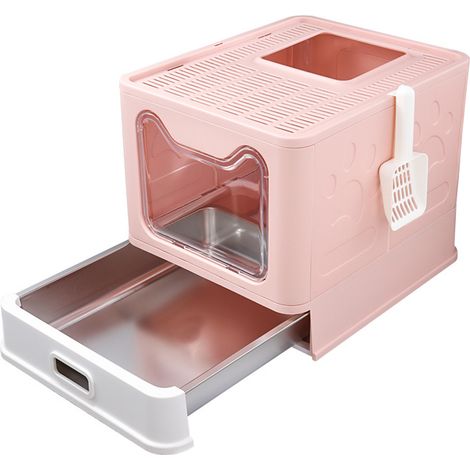Haloyo® Katzentoilette, geschlossene Katzentoilette, Katzentoilette mit Schublade, 38 x 41 x 51 cm, Rosa (1/5)