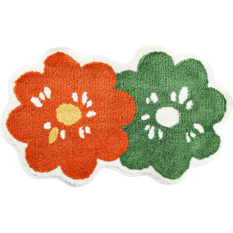 Tapis de bain ultra absorbant en microfibre épaisse et résistante, lavable en machine, antidérapant, idéal pour la salle de bain, la chambre et l'entrée (Orange)