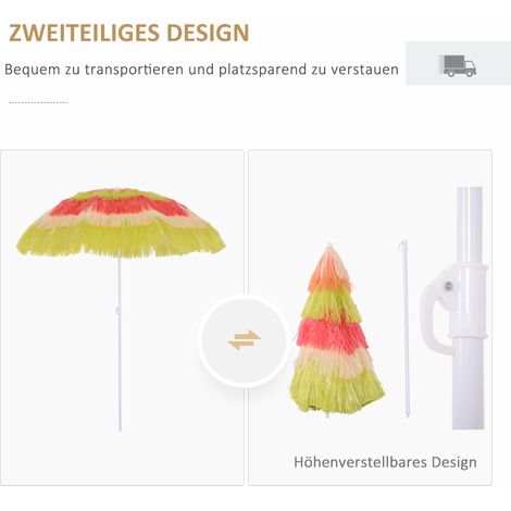 Parasol hawaïen orientable et réglable en hauteur pour jardin, coloré, diamètre 160 x 190 cm
