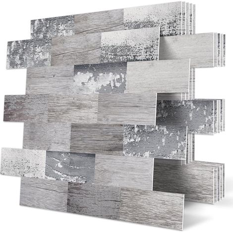 20-Pièces Dalle Plaque PVC Credence Adhesive Autocollant Carreaux Carrelage Adhesif Mural Cuisine,Couleur Bois(30.5x 30.5cm) (1/5)