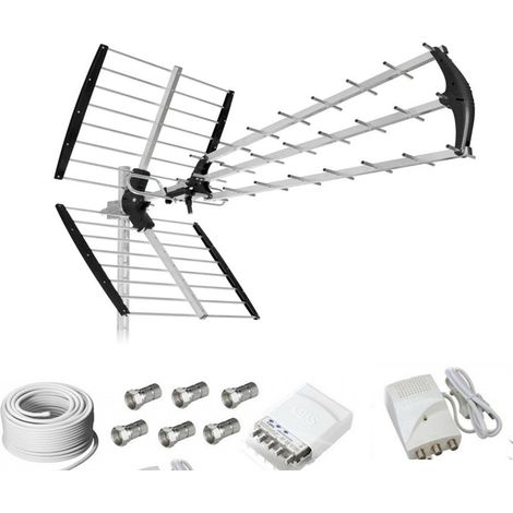 KIT ANTENNA DIGITALE TERRESTRE PER 2 FAMIGLIE LTE HD IMPIANTO ANTENNA COMPLETO