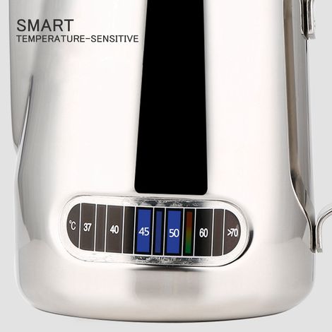 Verseuse à lait en acier inoxydable 600ml pour mousse de café, avec thermomètre intégré, bleu (1/3)