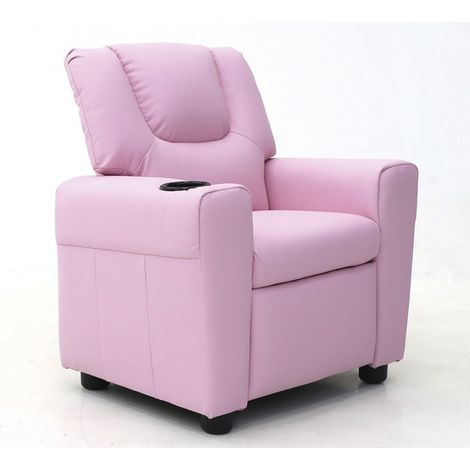 Kleiner Relaxsessel ITCHI manuell verstellbar aus PU in Rosa.