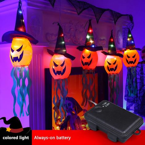 Lampe fantôme suspendue citrouille lumineuse LED d'Halloween, lampe chapeau de magicien lumineuse pour décoration de bar à domicile (1/5)