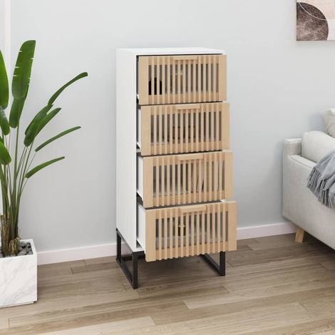 Buffet haut-Armoire de rangement blanc 40x30x95 cm bois d'ingénierie 992584 (1/5)