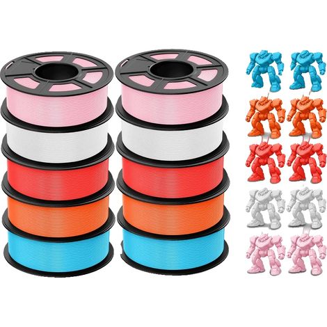 Filamento PLA 3D, 1,75 mm de diámetro, paquete de 10 unidades, compatible con impresoras FDM, PLA Meta Mix-8 (10 unidades) (1/2)