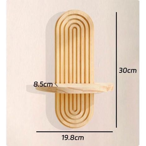 Etagere Murale - Bois Massif - 30 x 19,8 x 8,5 Cm - Pour Salle De Bain Chambre Salon Couloir - Lot De 2