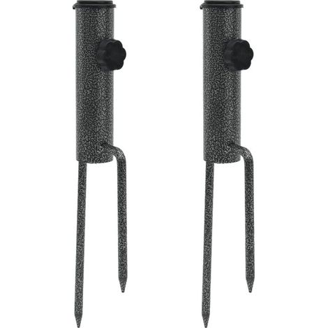 Support de parasol à pointe acérée, lot de 2, 9 x 35 cm, acier galvanisé (1/5)