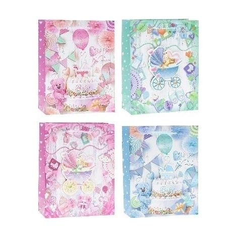 Sac de naissance 3D pop-up 26x32x10cm rosettes assorties