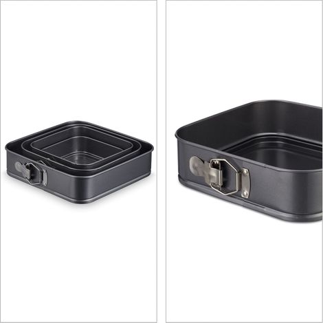 Set de 4 moldes cuadrados antiadherentes repostería práctica 20 x 20 x 5 cm de aluminio negro 130012975 (1/4)