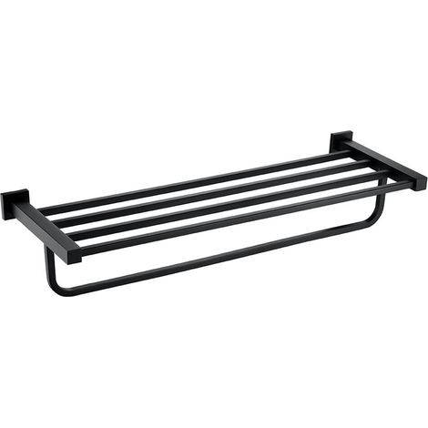 Matte Black Deluxe Square Towel Shelf Rack (1/2)
