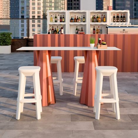 Moderner quadratischer Barhocker 74cm für drinnen und draußen Frozen S1-Q - Beige