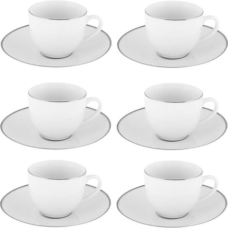 Set 6 tazze da caffè in porcellana con piattini Platinum Chic (1/3)