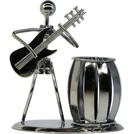 Porte-stylo pour guitare, accessoires de bureau créatifs, porte-crayon en métal polyvalent pour cadeaux (1/4)