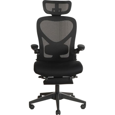 Chaise de bureau ergonomique pliable avec appui-taille réglable et repose-tête 3D - noir (1/5)