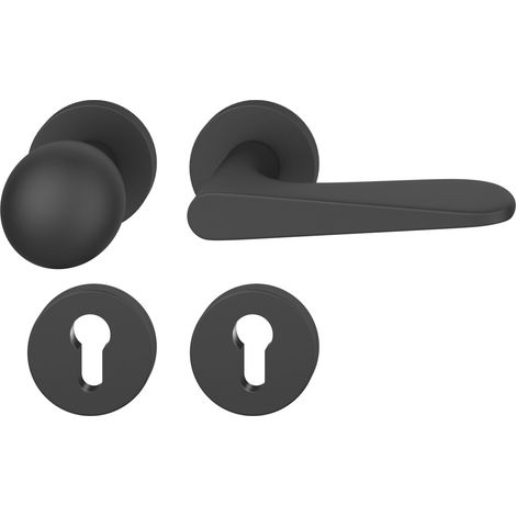FSB Wechselgarnitur 12 1144 ASL auf Rosette PZ, Knopf fest, schwarz matt