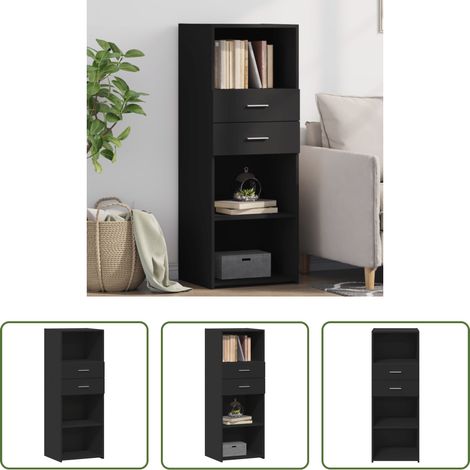 Rangement -  Buffet haut noir 45x42,5x124 cm bois d'ingénierie (1/5)