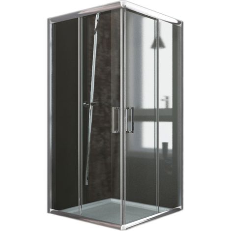Box doccia scorrevole vetro trasparente h 185 mod. Alabama 70x70 cm quadrato (1/4)