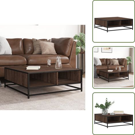 Couchtisch Braun Eichen-Optik 80x80x30 cm Holzwerkstoff Metall - Couchtisch - Couchtische - Couchtisch Niedrig - Tisch (1/5)