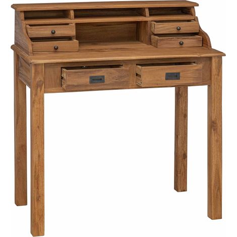 vidaXL Escritorio Natural 89,5 x 49,5 x 100 cm Madera de teca maciza (1/2)