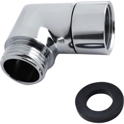 Allecto Plus - Adaptador de ducha de mano giratorio 90 grados con junta de goma en color plata (1/5)