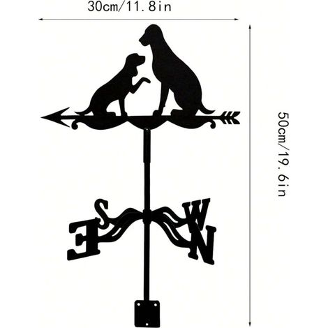 Windrichtungsanzeiger mit zwei Hunden – Gartendekoration, Windrichtungsanzeiger für den Hof, Banner, Wandteppich, Raumdekoration, Flagge