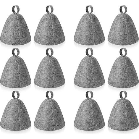 Lot de 12 bonnets de sauna en feutre, isolants thermiques et absorbants, pour une protection optimale de la tête contre l'humidité, idéale pour le sauna, la douche, le bain et le hammam. Couleur : gri (1/5)
