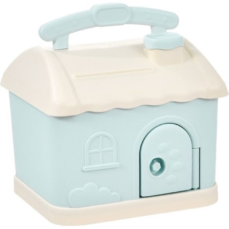 Coffre-fort pour enfants Unbreakable - Modèle maison, dimensions 20x18x15.5cm, PP durable, couleurs Bleu et Rose, cadeau pratique pour anniversaires et Noël (1/5)