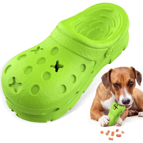 Jouet à Mâcher pour Chien en Forme de Sabot Vert Jouet de Dentition en Caoutchouc Naturel Distributeur de Friandises pour Moyens et Grands Chiens (1/5)