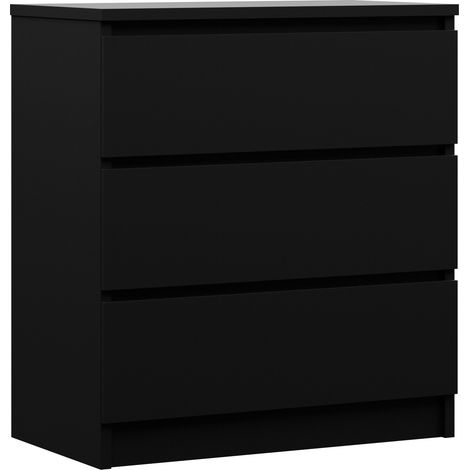 Cassettiera 3 cassetti, Nero Opaco, 70 x 79 x 39 cm (1/5)