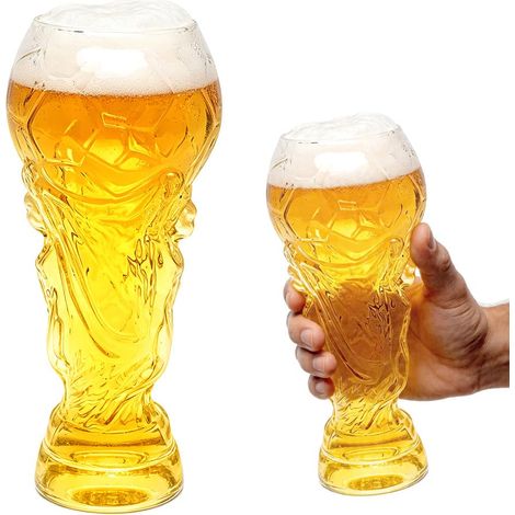 Verres à bière de la Coupe du Monde, chope à bière en verre, chope à bière créative, verres de football, cocktails, boissons, observation du football pour hommes, papa - Prost (600 ml)
